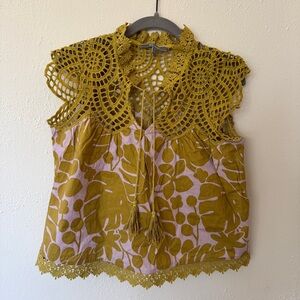Anthropologie cotton lace floral top